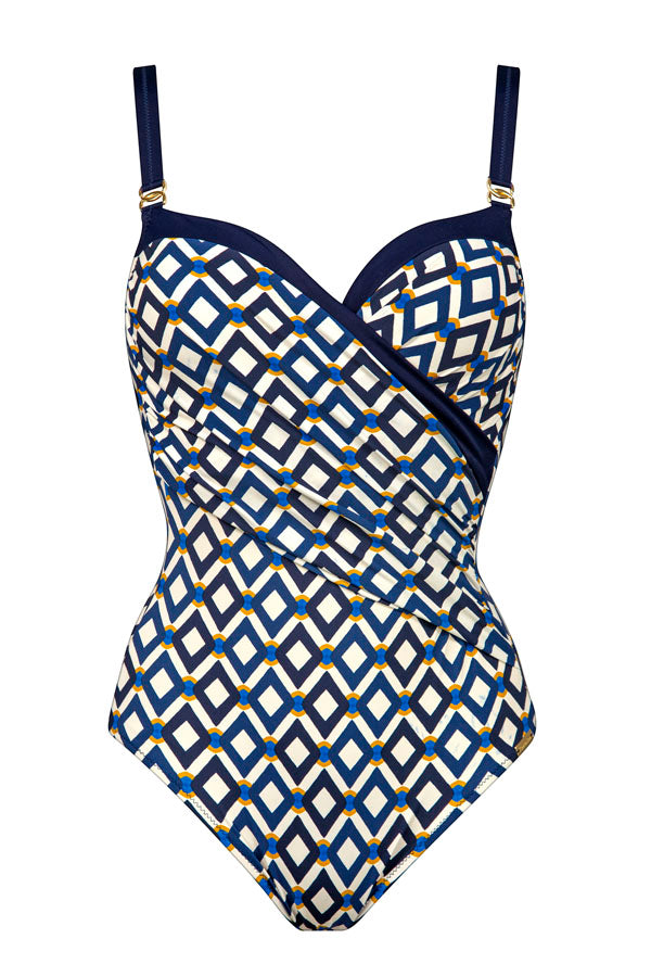 Navy-Cream Costume Intero Coppa C-CHARMELINE