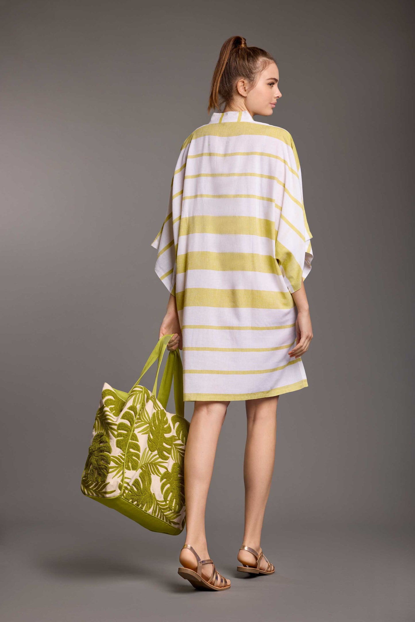 AIDA -CAFTANO MANICHE A 3/4 IN LINO - ICONIQUE