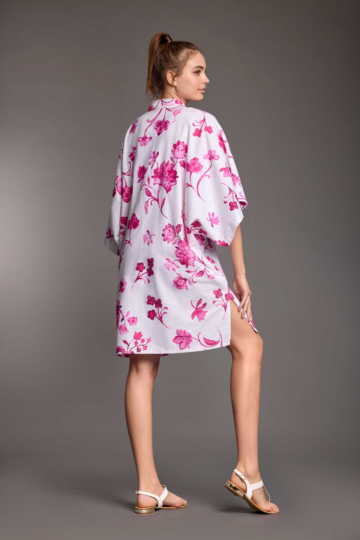 AIDA - CAFTANO IN LINO VARIANTE BLU E FUCSIA - ICONIQUE