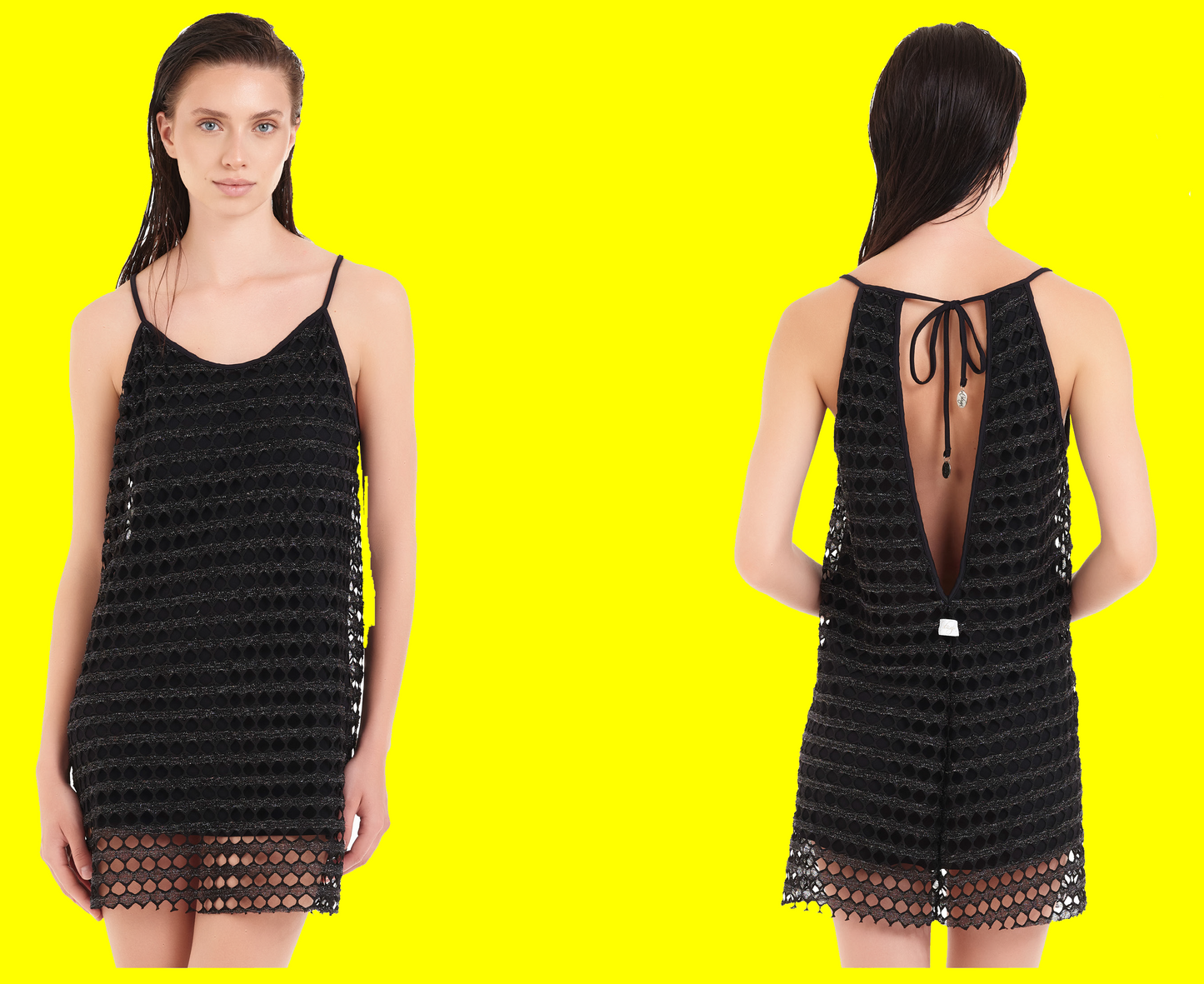 VESTITO CORTO COTAZUR IN MAGLIA A RETE LUREX