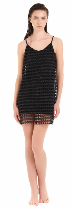 VESTITO CORTO COTAZUR IN MAGLIA A RETE LUREX